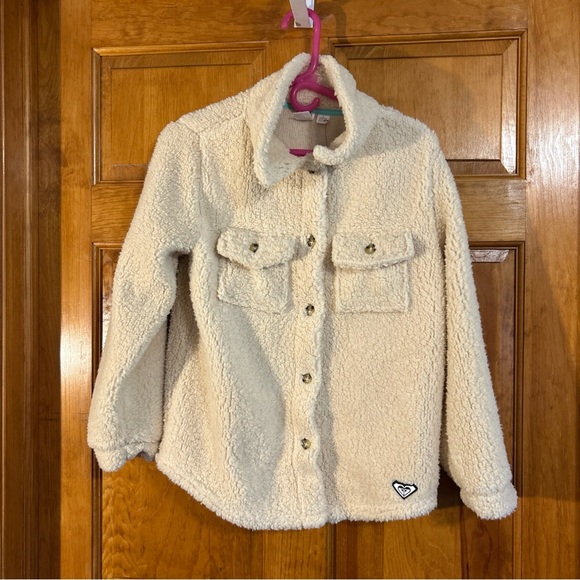 Roxy Girls Beige Sherpa Shirt /Jacket Sz Lg 14/16-NWT - Picture 1 of 5